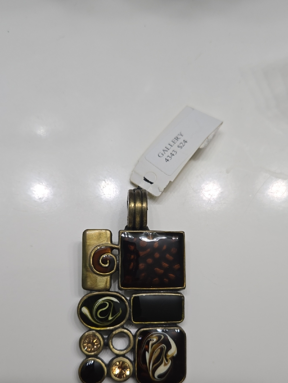 Premier Designs Brown Black Gold Multifocal Pendant Necklace